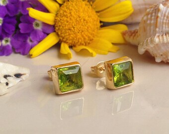 Rose Gold and Peridot Earrings | Etsy Rose Gold and Peridot Earrings | Etsy