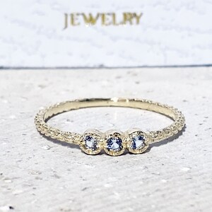 Aquamarine Ring - March Birthstone - Stacking Ring - Gold Ring - Light Blue Ring - Bezel Ring - Tiny Ring - Simple Jewelry - Delicate Ring