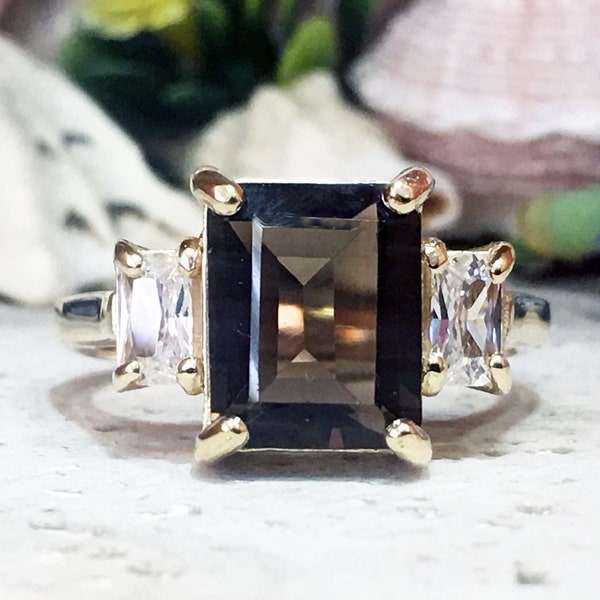 Smoky Quartz Ring Statement Cocktail 925 Sterling Silver Handmade Wedding