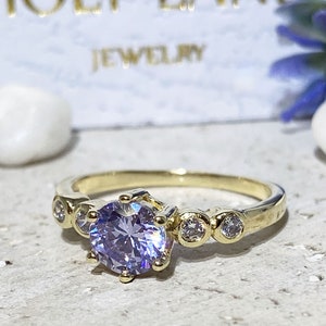 Lavender Amethyst Ring Birthstone Ring Gemstone Ring Gold Ring Dainty Ring Light Purple Ring Tiny Simple Jewelry image 5