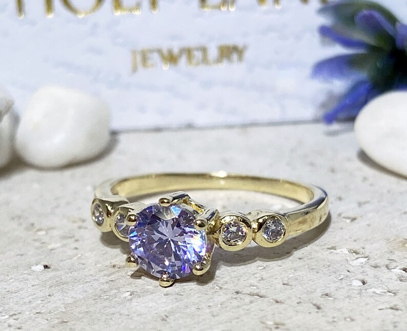 Lavender Amethyst Ring Birthstone Ring Gemstone Ring Gold Ring Dainty Ring Light Purple Ring Tiny Simple Jewelry image 5