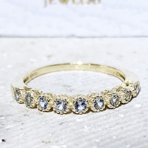 Aquamarine Ring - March Birthstone - Stack Ring - Gemstone Band - Simple Ring - Sea Foam Ring - Bezel Ring - Gold Ring - Dainty Ring