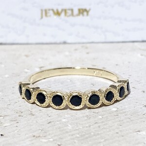 Black Onyx Ring - December Birthstone - Gold Ring - Stack Ring - Bezel Ring - Tiny Ring - Gemstone Band - Simple Jewelry - Dainty Ring