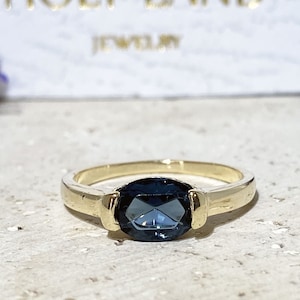Sapphire Ring - Gemstone Ring - Stacking Ring - September Birthstone - Gold Ring - Prong Ring - Oval Ring - Simple Jewelry - Dainty Ring