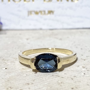 Sapphire Ring Gemstone Ring Stacking Ring September Birthstone Gold Ring Prong Ring Oval Ring Simple Jewelry Dainty Ring image 1