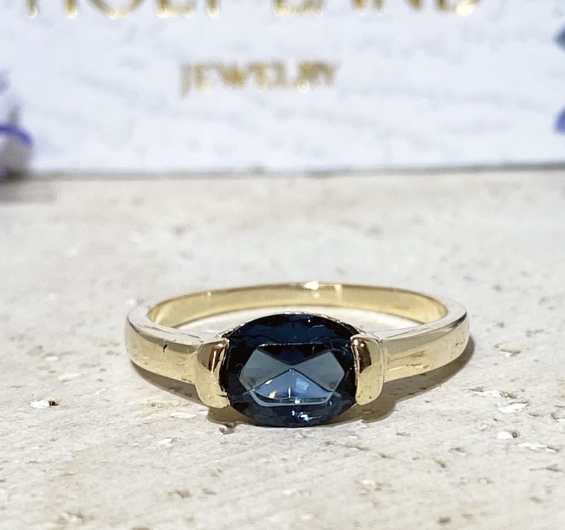 Sapphire Ring Gemstone Ring Stacking Ring September Birthstone Gold Ring Prong Ring Oval Ring Simple Jewelry Dainty Ring image 1