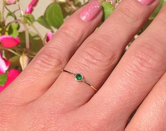 Any Birthstone Ring - Minimalist Jewelry Choose your Gemstone Simple Delicate Stacking Gold Band