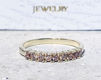 Citrine Ring - Slim Ring - Stack Ring - Tiny Ring - Dainty Ring - Prong Ring - Half Eternity Ring - November Birthstone - Gold Ring