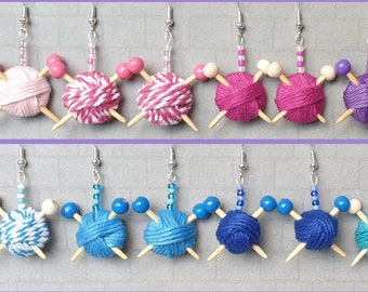 Knitting ball earrings. Dangly. Cute