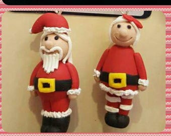 Handmade Happy Mr and Mrs Claus earrings. Santa. Christmas