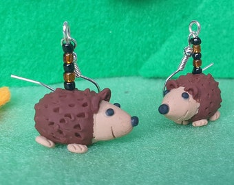 Happy hedgehog earrings. Handmade. Cute. Gift idea. Countryside.