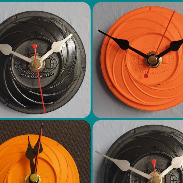 Clay pigeon clock. Orange or Black or Silver. Shooting gift