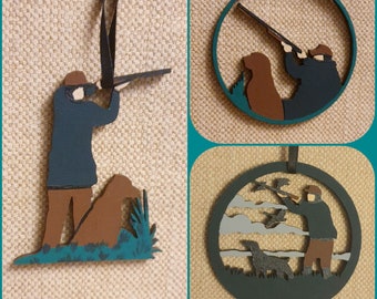 Shooting hanging decoration. Gun dog. Country Christmas. Rural gift. Shooting.