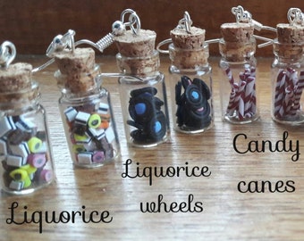 Sweet Jar earrings. Liquorice allsorts. Sugared Almonds. Candy Canes. Candy Lollies. Humbugs. Catherine Wheels.