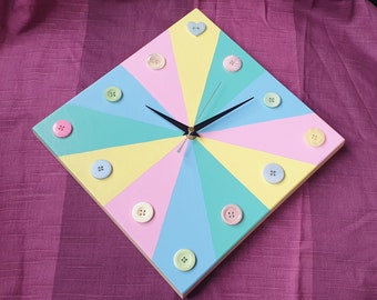 Pastel Buttons clock. Cute. Pretty.