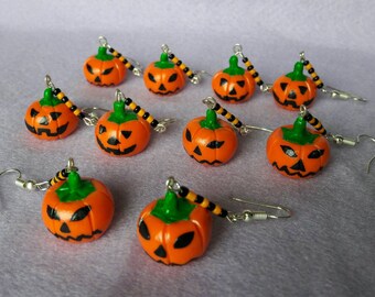 Pumpkin Earrings. Handmade Halloween. Great gift idea. Gothic.