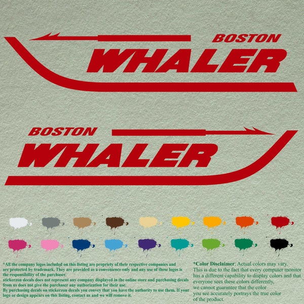 Pair BOSTON WHALER Decals  Vinyl Stickers Boat Outboard Motor lot of 2