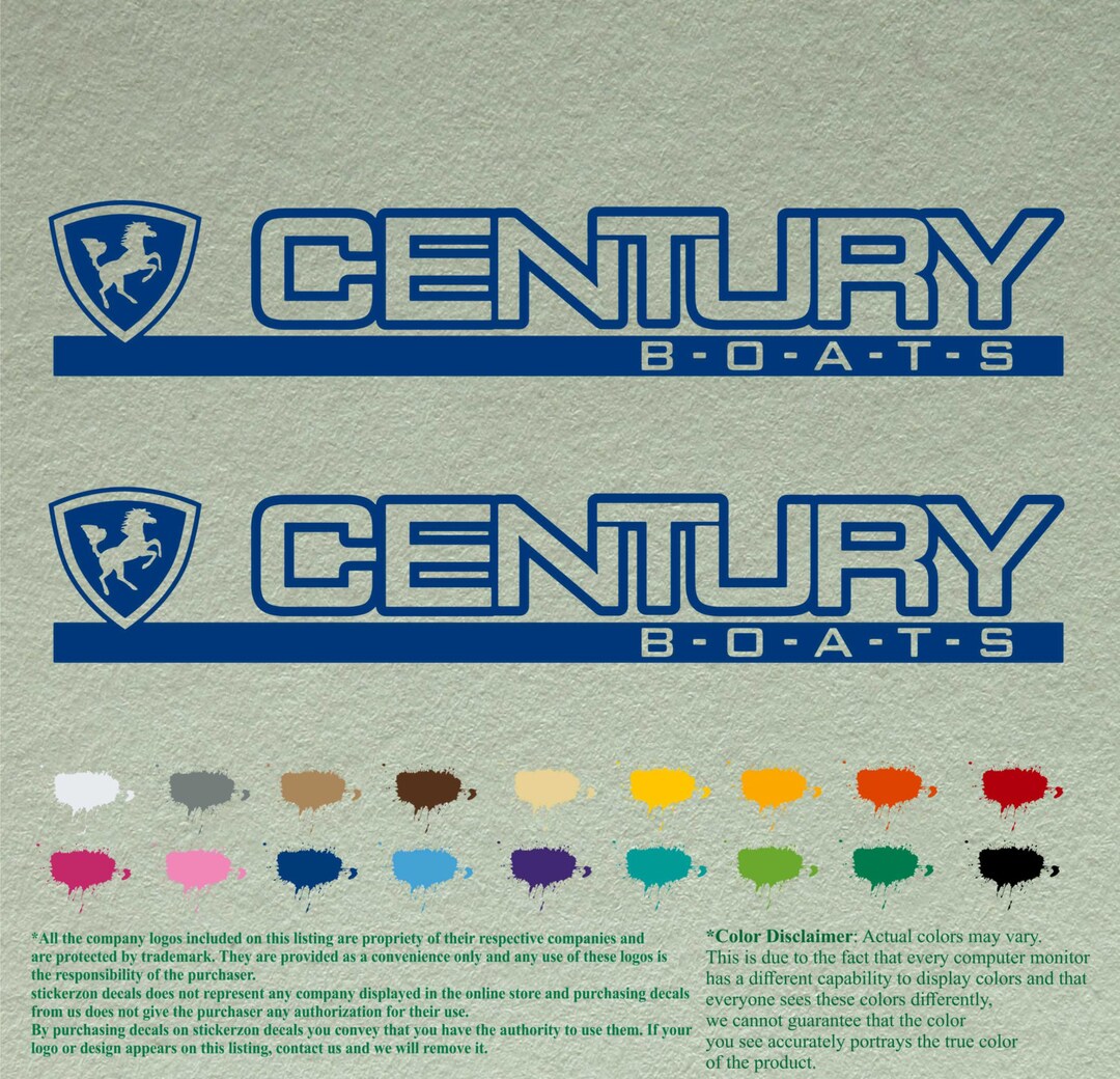 Pair Century Boats Decals Vinyl Stickers Boat Outboard Motor Lot of 2 Etsy