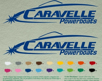 Pair Caravelle Compatible restoration Decals  Vinyl Stickers Boat Outboard Motor set of 2