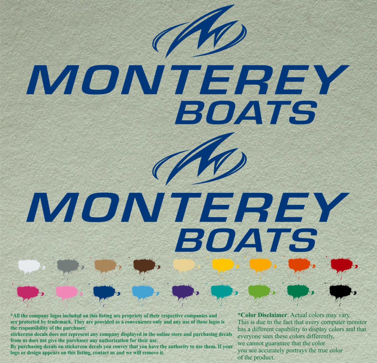 Pair Monterey Boats Decals Vinyl Stickers Boat Outboard Motor Etsy