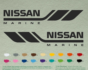 Pair Nissan Marine Compatible restoration Decals  Vinyl Stickers Boat Outboard Motor set of 2