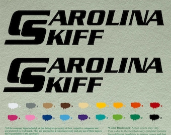Pair Carolina Skiff Compatible restoration Decals  Vinyl Stickers Boat Outboard Motor set of 2