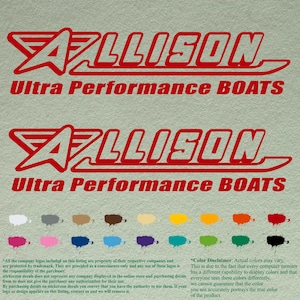 Paar Allison-compatibele restauratie Ultra Performance-boten Decals Vinylstickers Boot buitenboordmotor set van 2
