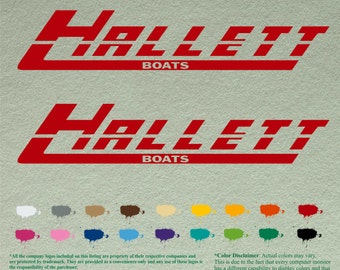 Pair Hallett Compatible restoration Boats Decals  Vinyl Stickers Boat Outboard Motor set of 2