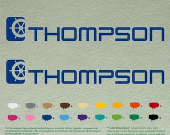 Pair Thompson Compatible restoration Decals  Vinyl Stickers Boat Outboard Motor set of 2