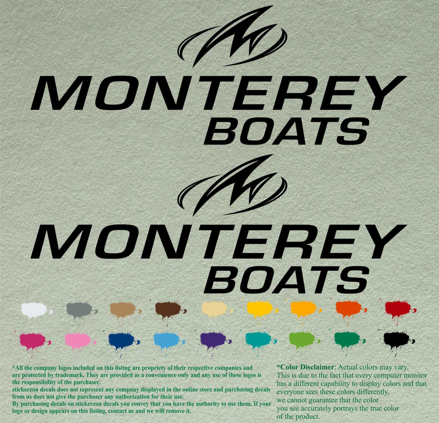 Pair Monterey Boats Decals Vinyl Stickers Boat Outboard Motor Etsy