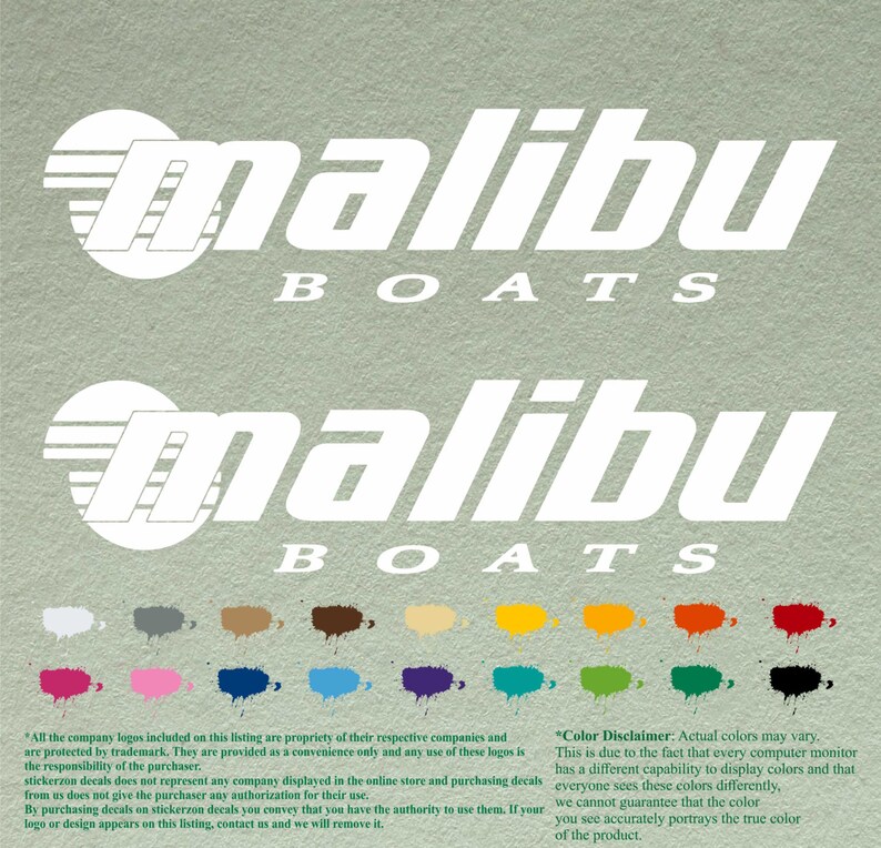 Pair Malibu Boats Decals Vinyl Stickers Boat Outboard Motor Etsy
