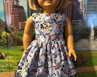 Mickey and Minnie patriotic doll dress for an American Girl doll
