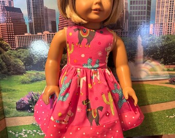 Llama party dress for an American Girl Doll