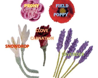 Knit flower pattern flower applique PDF knit flower easy knit flower pattern flower applique pattern