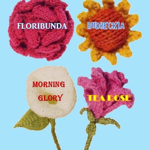 Knit flower pattern flower applique PDF knit flower easy knit flower pattern flower applique pattern