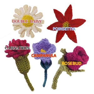 Knit flower pattern flower applique PDF knit flower easy knit flower pattern flower applique pattern