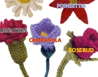 Knit flower pattern flower applique PDF knit flower easy knit flower pattern flower applique pattern