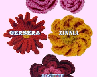 crochet flower pattern flower applique PDF crochet flower easy crochet pattern