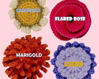 patrón de flores de crochet apliques de flores PDF flor de crochet patrón de crochet fácil