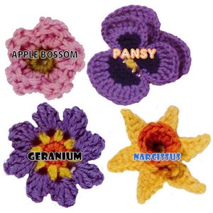 crochet flower pattern flower applique PDF crochet flower easy crochet pattern