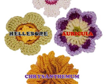 crochet flower pattern flower applique PDF crochet flower easy crochet pattern