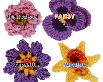 crochet flower pattern flower applique PDF crochet flower easy crochet pattern