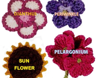 crochet flower pattern flower applique PDF crochet flower easy crochet pattern