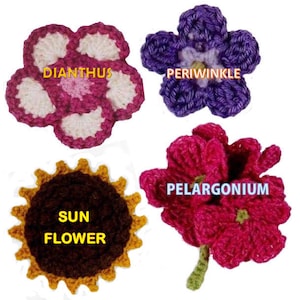 crochet flower pattern flower applique PDF crochet flower easy crochet pattern