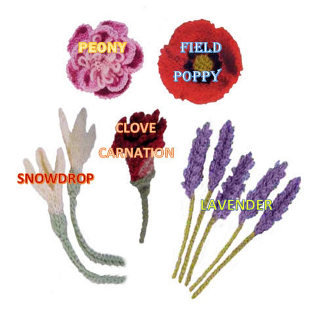 Knit Flower Pattern Flower Applique PDF Knit Flower Easy Knit Etsy
