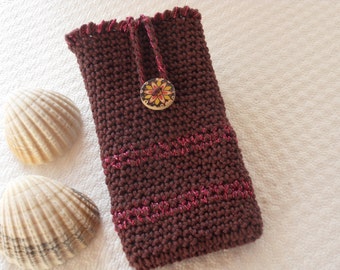 pouch iphone 14plus sleeve samsung S23 brown cover iphone  SE red sock xiaomi 12 pro crochet case samsung note20 phone pouch iphone