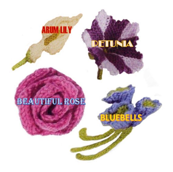 Knit Flower Pattern Flower Applique Pdf Knit Flower Easy Knit Flower Pattern Flower Applique Pattern