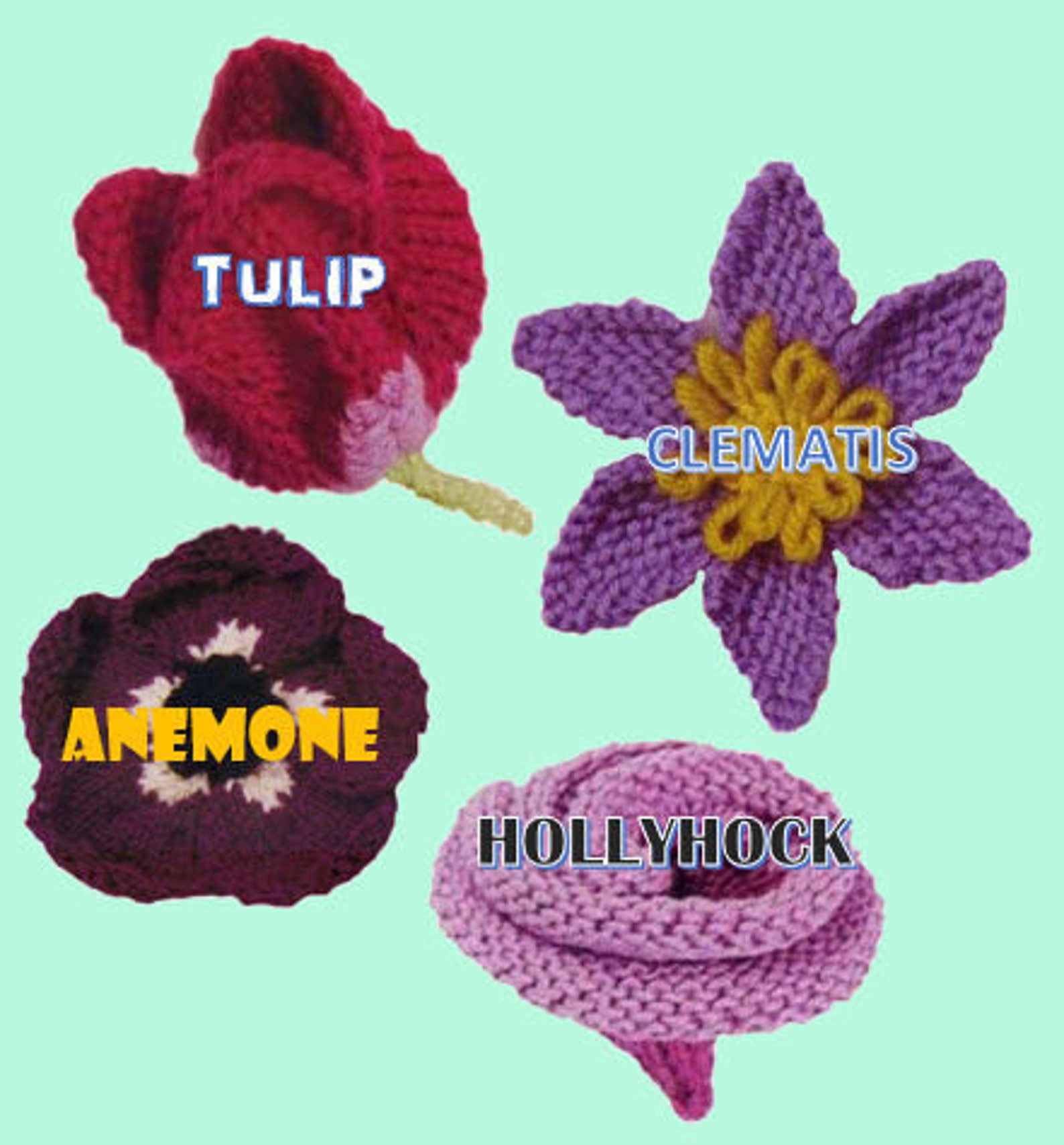 Knit flower pattern flower applique PDF knit flower easy knit Etsy Italia