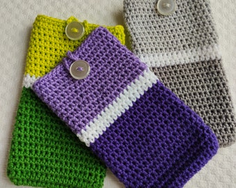 iphone14 sock, iphone12 eco cover, blue phonecase crochet, iphone SE sleeve,iphone13 soft pouch, iphoneX max vegan sock,brown iphone crochet