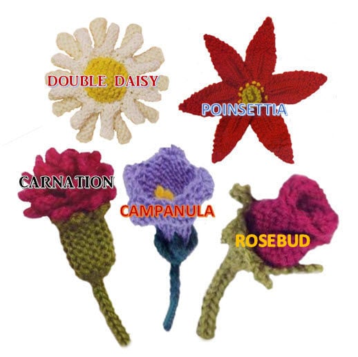 Knit Flower Pattern Flower Applique PDF Knit Flower Easy Knit Flower